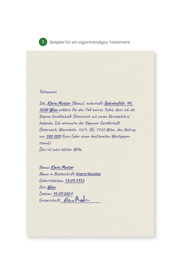 Beispiel Testament eigenhändig