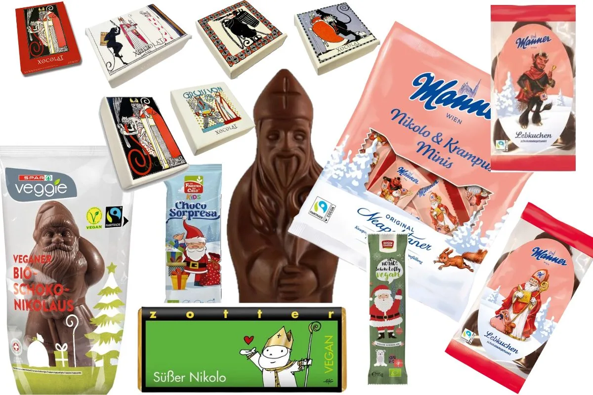 Collage Schokoladenikolos und -krampusse