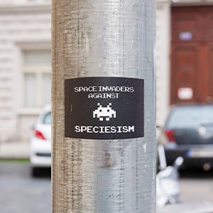 Vegan.at Sticker Space Invaders